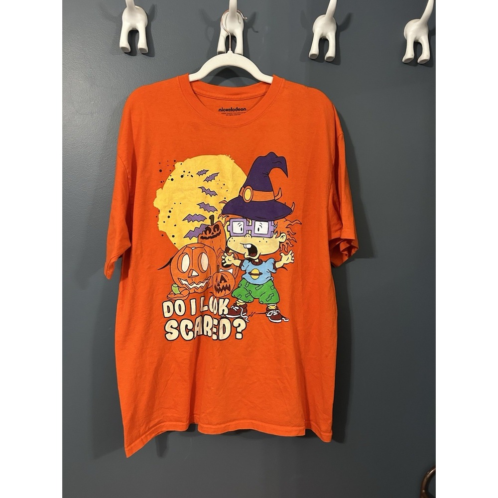Nickelodeon Rugrats Chuckie Finster Orange Do I‎ Look Scared? Halloween Tshirt